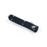 Microtech Ultratech AUTO OTF Knife 3.5" Stonewashed Plain Tanto Blade, Black Aluminum Handles -  123-10 - Gear Supply Company