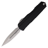 Microtech/DC Munroe 2023 Cypher II OTF AUTO 3.5" M390MK Stonewashed Double Edge Dagger Blade, Milled Black Aluminum Handles - 1242-10 - Gear Supply Company