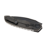 Microtech Anax Folding Knife 3.7" M390 Black DLC Drop Point Combo Blade, Black DLC Integral Titanium Handle with Carbon Fiber Inlay – 190C-2DLCTCFITI - Gear Supply Company