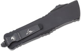 Microtech Signature Series Combat Troodon Tactical 3.75" Black Hellhound Razor Blade, Smooth Black Aluminum Handles – 219RS-1TS - Gear Supply Company