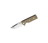 Chaves Knives TAK Flipper Knife 2.75" M390 Belt Satin Compound Tanto Blade, Green Canvas Micarta Handles - TAK/RT/GCM/BF - Gear Supply Company
