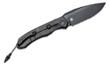 Microtech Anax Folding Knife 3.7" M390 Black DLC Drop Point Combo Blade, Black DLC Integral Titanium Handle with Carbon Fiber Inlay – 190C-2DLCTCFITI - Gear Supply Company