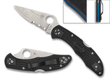 Spyderco Delica 4 Lightweight Thin Blue Line Folding Knife 2.9" VG10 Satin Partial Serrated Blade, Black FRN Handles with Blue Backspacer, Lockback - C11FPSBKBL - Gear Supply Company