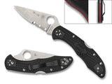 Spyderco Delica 4 Lightweight Thin Red Line Folding Knife 2.9" VG10 Satin Partial Serrated Blade, Black FRN Handles with Red Backspacer, Lockback - C11FPSBKRD - Gear Supply Company