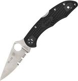 Spyderco Delica 4 Lightweight Thin Red Line Folding Knife 2.9" VG10 Satin Partial Serrated Blade, Black FRN Handles with Red Backspacer, Lockback - C11FPSBKRD - Gear Supply Company