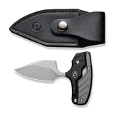 CIVIVI Knives Typhoeus Folding Push Dagger Fixed Blade Knife 2.27" 14C28N Stonewashed Clip Point Blade, Black and Gray Aluminum Handles, Leather Sheath - C21036-3 - Gear Supply Company
