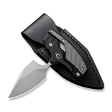 CIVIVI Knives Typhoeus Folding Push Dagger Fixed Blade Knife 2.27" 14C28N Stonewashed Clip Point Blade, Black and Gray Aluminum Handles, Leather Sheath - C21036-3 - Gear Supply Company