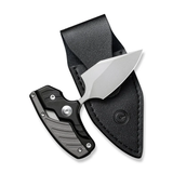 CIVIVI Knives Typhoeus Folding Push Dagger Fixed Blade Knife 2.27" 14C28N Stonewashed Clip Point Blade, Black and Gray Aluminum Handles, Leather Sheath - C21036-3 - Gear Supply Company