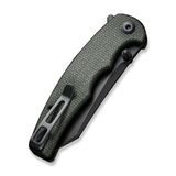 CIVIVI Knives P87 Flipper Knife 2.9" Nitro-V Black Stonewashed Reverse Tanto Blade, Green Micarta Handles, Liner Lock -  C21043-3 - Gear Supply Company