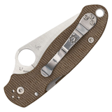 Spyderco Para 3 Compression Lock Folding Knife With Brown Canvas Micarta Handles (2.95" CPM-CruWear Satin Plain Blade) - C223MPCW - Gear Supply Company