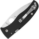 Spyderco Bodacious Compression Lock Folding Knife 3.66" S30V Stonewashed Leaf Shaped Plain Blade, Smooth Black G10 Handles - C263GP - Gear Supply Company