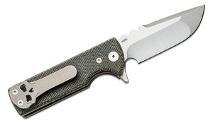 Chaves Ultramar TAK Flipper Knife 2.75" M390 Belt Satin Drop Point Blade, Black Canvas Micarta Handles - TAK/RDP/BCM/BF - Gear Supply Company