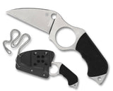 Spyderco Sal Glesser Swick 5 Large Hole Fixed Blade Knife 2.73" LC200N Wharncliffe Plain Blade With Black G10 Handles and Boltaron Sheath with G-Clip - FB14P5 - Gear Supply Company