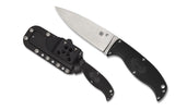Spyderco Enuff 2 Fixed Blade Knife 3.93" VG10 Leaf Shaped Plain Blade, Black FRN Handles, Polymer Sheath – FB31PBK2 - Gear Supply Company