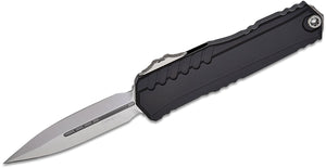 Microtech/DC Munroe 2023 Cypher II OTF AUTO 3.5" M390MK Stonewashed Double Edge Dagger Blade, Milled Black Aluminum Handles - 1242-10