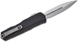 Microtech/DC Munroe 2023 Cypher II OTF AUTO 3.5" M390MK Stonewashed Double Edge Dagger Blade, Milled Black Aluminum Handles - 1242-10