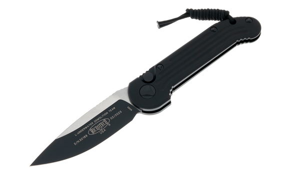 Microtech LUDT Tactical Drop Point Plain Folding Knife – Black/Black - 135-1T
