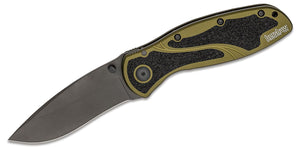 Kershaw Ken Onion Blur Assisted Folding Knife 3-3/8" Black Plain 14C28N Blade, Olive Drab Aluminum Handles, Liner Lock – 1670OLBLK - Gear Supply Company