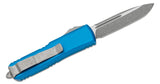 Microtech UTX-85 OTF Knife 3" Apocalyptic Plain Drop Point Blade, Blue Aluminum Handles - 231-10APBL - Gear Supply Company