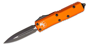 Microtech UTX-85 AUTO OTF 3" Black Double Edge Dagger Blade, Orange Aluminum Handles -  232-1 OR