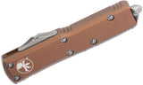 Microtech UTX-85 AUTO OTF 3" Satin Double Edge Blade, Tan Aluminum Handles - 232-4TA