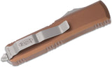 Microtech UTX-85 AUTO OTF 3" Satin Double Edge Blade, Tan Aluminum Handles - 232-4TA