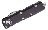 Microtech UTX-85 AUTO OTF Knife 3" Satin Plain/Serrated Double Edge Dagger Blade, Black Aluminum Handles -  232-6