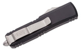 Microtech UTX-85 AUTO OTF Knife 3" Satin Plain/Serrated Double Edge Dagger Blade, Black Aluminum Handles -  232-6