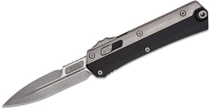 Microtech Glykon Knife 3.75" Apocalyptic Double Edge Bayonet Blade, Black Aluminum Handles W/ Titanium Overlays - 184-10AP - Gear Supply Company