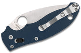 Spyderco Manix 2 Folding Knife 3.37" CPM-SPY27 Satin Plain Blade, Cobalt Blue G10 Handles, Ball Bearing Lock - C101GPCBL2