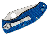 Spyderco Tenacious Lightweight Folding Knife 3.39" S35VN Satin Plain Blade w/ Blue Handles - C122PBL