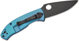 Spyderco Tenacious Frame Lock Folding Knife 3.35" Black Plain Blade W/ Blue Titanium Handles - C122TIBLBKP