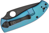 Spyderco Tenacious Frame Lock Folding Knife 3.35" Black Plain Blade W/ Blue Titanium Handles - C122TIBLBKP