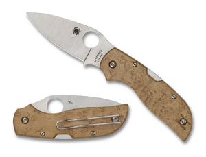 Spyderco Chaparral Lockback Folding Knife 2.79" Satin Plain Blade, Birdseye Maple Handles, - C152WDP - Gear Supply Company