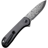 Civivi Elementum II Button Lock Damascus Steel Blade With Black Carbon Fiber Handle - C18062PB-DS1 - Gear Supply Company