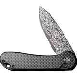 Civivi Elementum II Button Lock Damascus Steel Blade With Black Carbon Fiber Handle - C18062PB-DS1 - Gear Supply Company