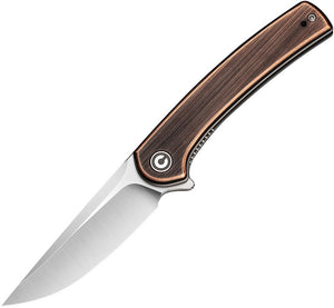 Civivi Mini Asticus Flipper Knife 3.25" 10Cr15CoMoV Satin Drop Point Blade, Black Hand Rubbed Copper Handles, Liner Lock - C19026B-1 - Gear Supply Company