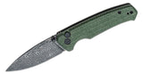 CIVIVI Altus Folding Knife 2.97" Damascus Black Hand Rubbed Drop Point Blade, Green Micarta Handles - C20076-DS1 - Gear Supply Company