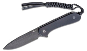 CIVIVI Elementum Fixed Blade Knife 3.98" D2 Black Stonewashed Blade, Textured Black G10 Handles, Kydex Sheath -  C2105A - Gear Supply Company