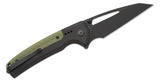 CIVIVI Sentinel Strike Button Lock Flipper Knife 3.7" K110 (D2) Black Reverse Tanto Blade, Black Aluminum Handles with OD Green FRN Inlay - C22025B-3 - Gear Supply Company