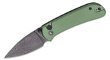 CIVIVI Qubit Folding Knife 2.98" Damascus Drop Point Blade, Green Aluminum Handles, Button Lock - C22030E-DS1 - Gear Supply Company