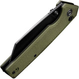 Civivi Amirite Button Lock Flipper Knife 3.48" Nitro-V Black Modified Wharncliffe Blade, Coarse OD Green G10 Handles - C23028-3 - Gear Supply Company