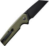 Civivi Amirite Button Lock Flipper Knife 3.48" Nitro-V Black Modified Wharncliffe Blade, Coarse OD Green G10 Handles - C23028-3 - Gear Supply Company