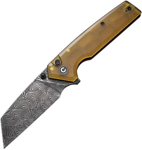 Civivi Amirite Button Lock Flipper Knife 3.48" Damascus Modified Wharncliffe Blade, Bead Blasted Ultem Handles - C23028-DS1 - Gear Supply Company