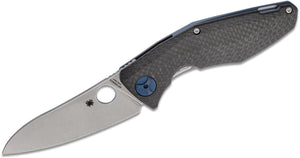 Spyderco Dmitry Sinkevich Drunken Folding Knife 3.5" S90V Stonewashed Plain Blade, Carbon Fiber and Titanium Handles, Frame Lock - C235CFTIP