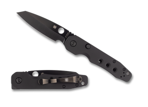 Spyderco - Smock Black Aluminum Scales Black Cru-Wear Blade all Black hardware and Black Clip Exclusive - Gear Supply Company