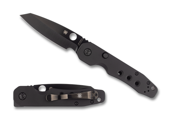 Spyderco - Smock Black Aluminum Scales Black Cru-Wear Blade all Black hardware and Black Clip Exclusive - Gear Supply Company