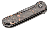 CIVIVI Elementum Flipper Knife 2.96" Damascus Blade, Contoured Copper Shred Carbon Fiber Handles, Liner Lock – C907C-DS3 - Gear Supply Company