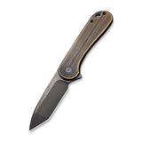 CIVIVI Elementum Tanto Flipper Knife 2.96" D2 Black Stonewashed Blade, Black Hand Rubbed Brass Handles, Liner Lock -  C907T-A - Gear Supply Company