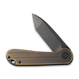 CIVIVI Elementum Tanto Flipper Knife 2.96" D2 Black Stonewashed Blade, Black Hand Rubbed Brass Handles, Liner Lock -  C907T-A - Gear Supply Company